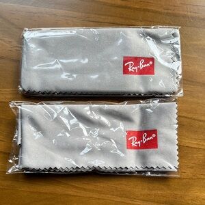 Two Ray-Ban Gray Cleaning Cloths with Red Logo